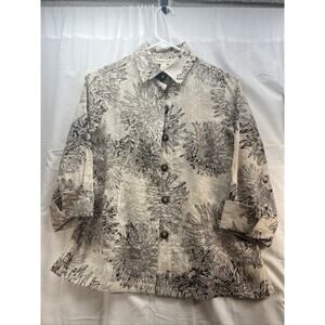 Coldwater Creek Floral Women's Button Down Collard Top Shirt Small Petite